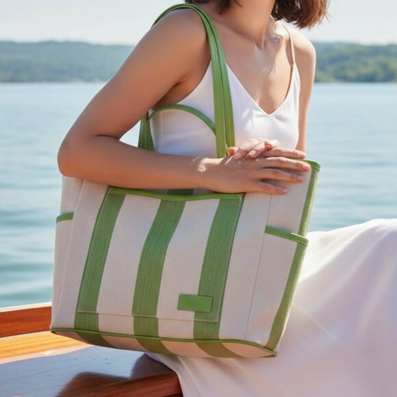 NEW! & OTHER STORIES large jute cotton striped tote bag - Picture 1 of 14